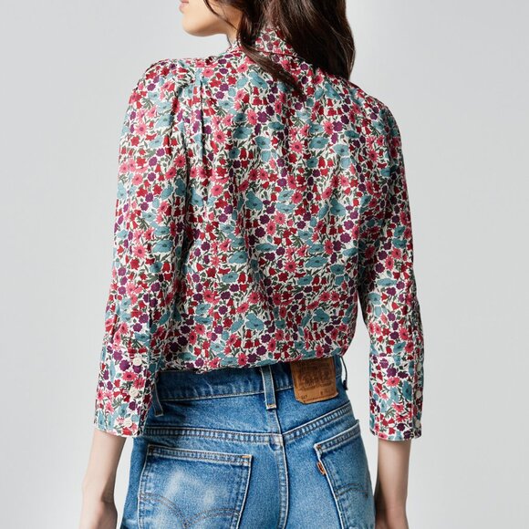 NWT Smythe CROP SLEEVE BOX PLEAT Shirt in multi floral Brand New in Bag - Picture 2 of 5